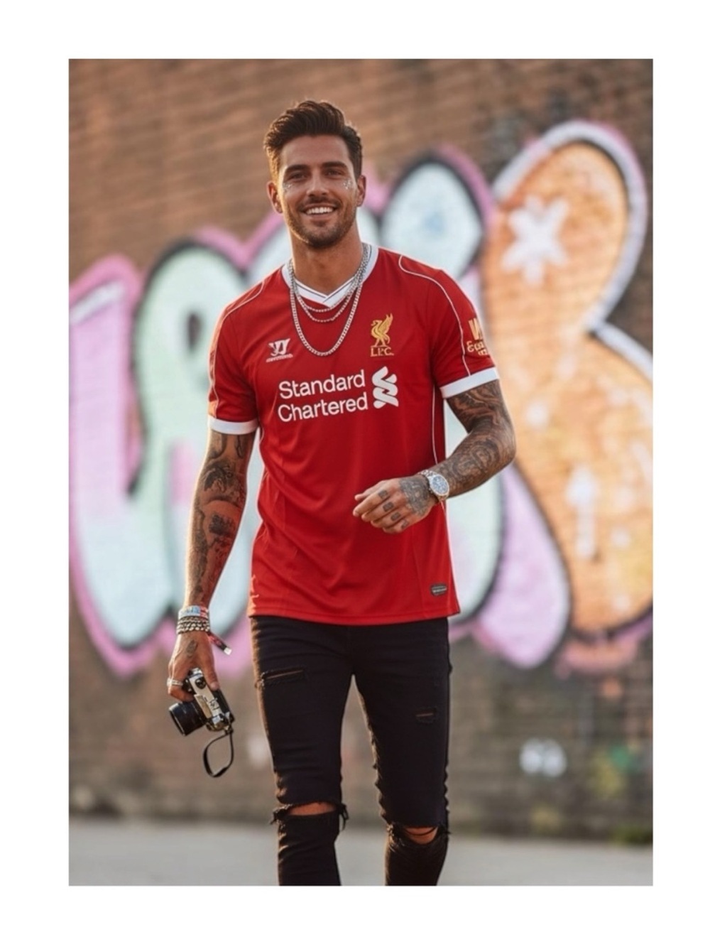 new Warrior ᯾ FC Liverpool Football Club Standard Chartered Jersey Home Kit ᯾ XL